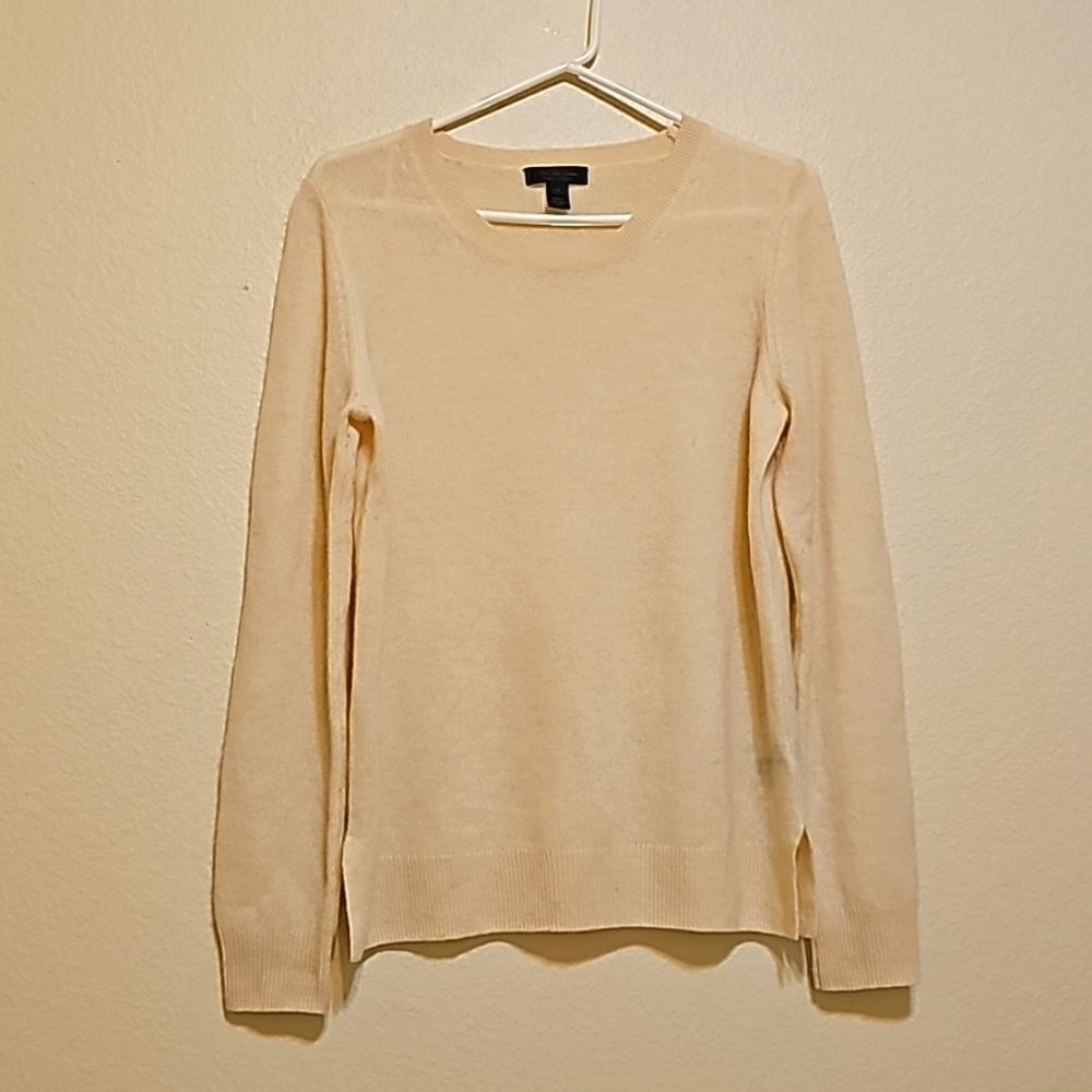 Vintage 90s Saks Fifth Avenue Cashmere Sweater Ivory Crew Neck Preppy Pullover L